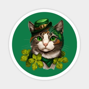 Happy Cute Cat St. Patrick's Day Magnet